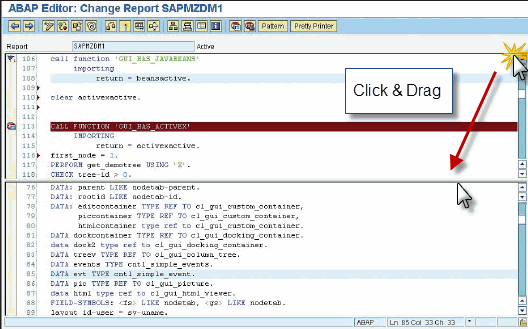 ABAP Editor Split Screen