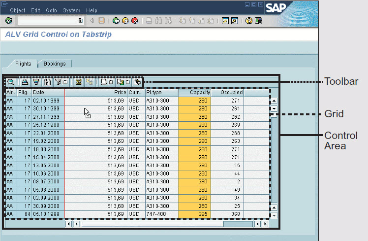 Example syntax alv grid list