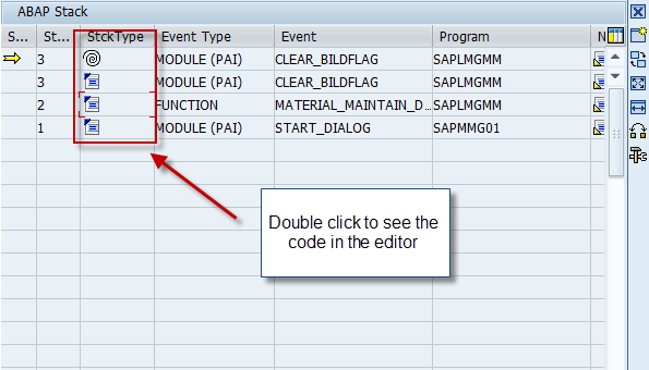 debugger ABAP stack