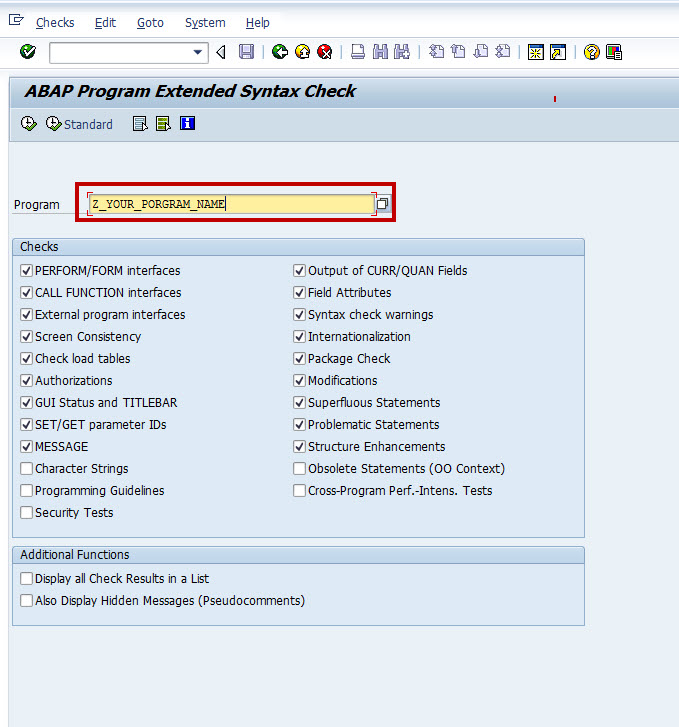 ABAP SLIN Input Selection
