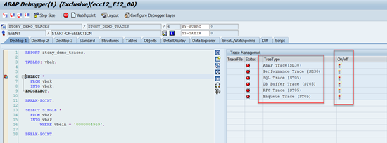 Debugger Desktop 1 with Trace Tool