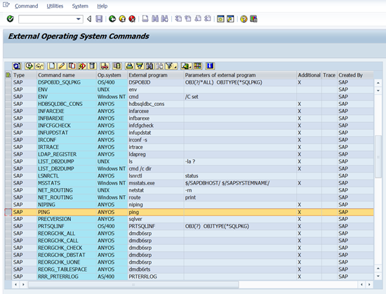 Os commands. SAP SM. SAP sm1.