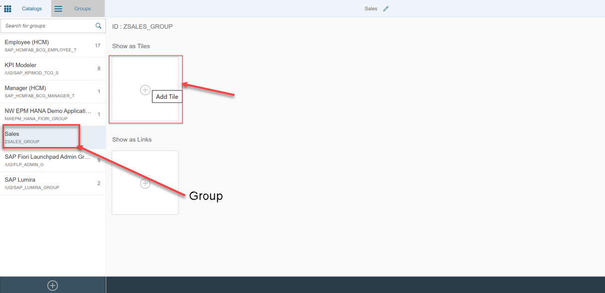 Add Fiori Tile to Group
