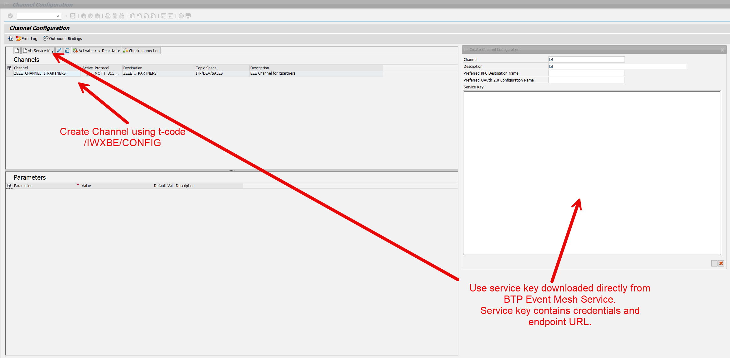 BTP side-by-side using event mesh